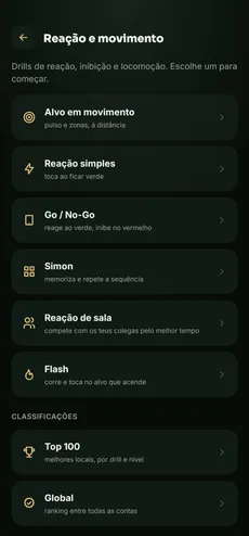Lista de drills na app